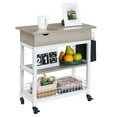thumbnail image 2 of Side Table with Side Pocket Grid Basket, White, 2 of 5