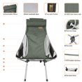 thumbnail image 4 of NiceC Ultralight High Back Folding Camping Chair, with Headrest, Outdoor, Backpacking Compact & Heavy Duty Outdoor, Camping, BBQ, Beach, Travel, Picnic, Festival with Carry Bag (2 Pack of Green), 4 of 8