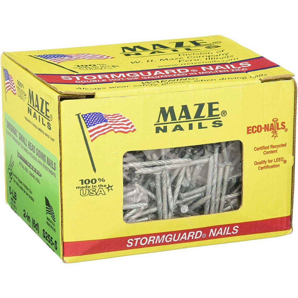 MAZE NAILS S255S5 Double Hot Dipped Spiral Shank Small Head Siding
