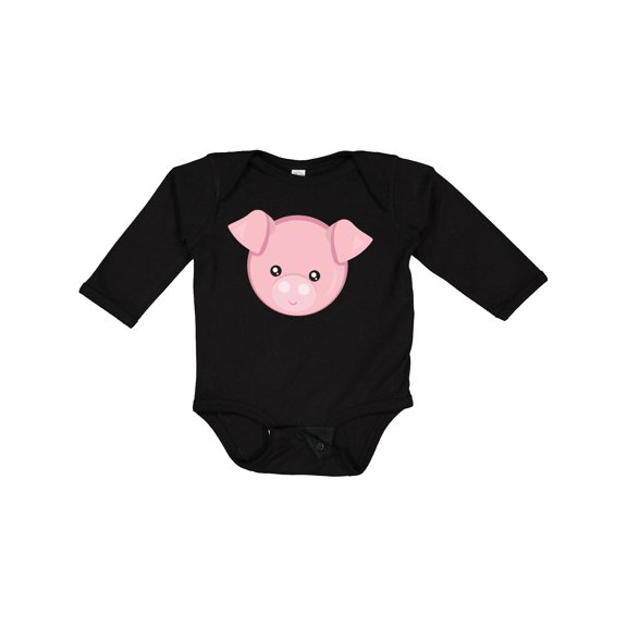 Inktastic Cute Pig, Little Pig, Piggy, Pink Pig Boys or Girls Long Sleeve Baby Bodysuit