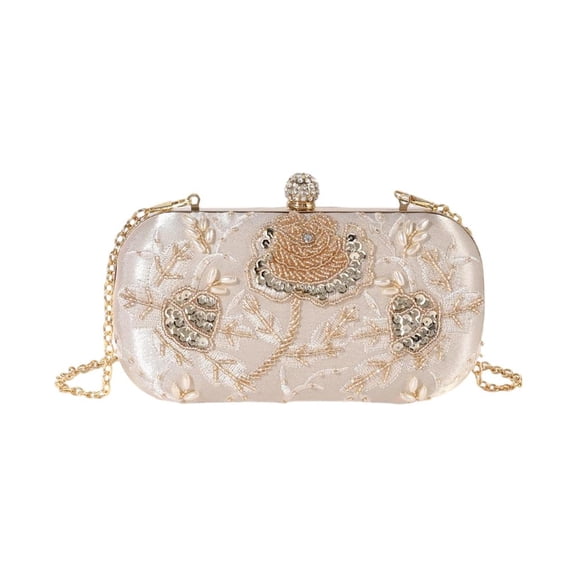 Elegant Beaded Flower Purse Multi Compartment Ladies Shoulder Bag