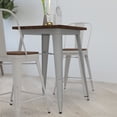 thumbnail image 4 of Merrick Lane 23.5 Silver Steel Indoor Contemporary Table With Square Walnut Rustic Wood Top, 4 of 10
