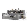 thumbnail image 6 of Gray Wooden Twin Size Daybed with Study Desk & Storage Shelves, Multi-functional Bed Frame w/ 2 Drawers, MDF+Plywood+Pine, for Bedroom, Dorm, Home Office, 6 of 19