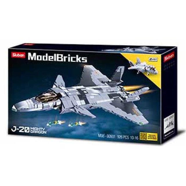 Texas Toy Distribution 931 J-20 Mighty Dragon 2-in-1 Fighter Jet Building Brick Kit (926 pcs)