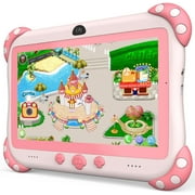 Angle View: Kids Tablet 7 inch Tablet for Kids WiFi Kids Tablets 32G Android 10 Dual Camera Educational Games Parental Control, Toddler Tablet with Kids Software Pre-Installed Kid-Proof YouTube Netflix (Pink)
