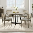 thumbnail image 1 of 47" Round Farmhouse Dining Table for 4-6, Rustic Wooden Kitchen Table with 300 lb Capacity, Adjustable Anti-Slip Legs – Black Ash / Light Ivory / Gray / Retro Color, 1 of 8