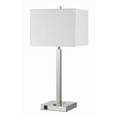 thumbnail image 1 of Benjara BM224691 Lampe de Table Rectangulaire en Métal avec Base Tubulaire et 2 Prises Électriques, Blanc, 1 of 5