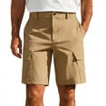 thumbnail image 1 of FRSASU Short Cargo pour Homme Randonnée Décontracté Bouton Taille Élastique Tactique Léger Extérieur Travail Bas avec Poche Kaki-A, 1 of 7