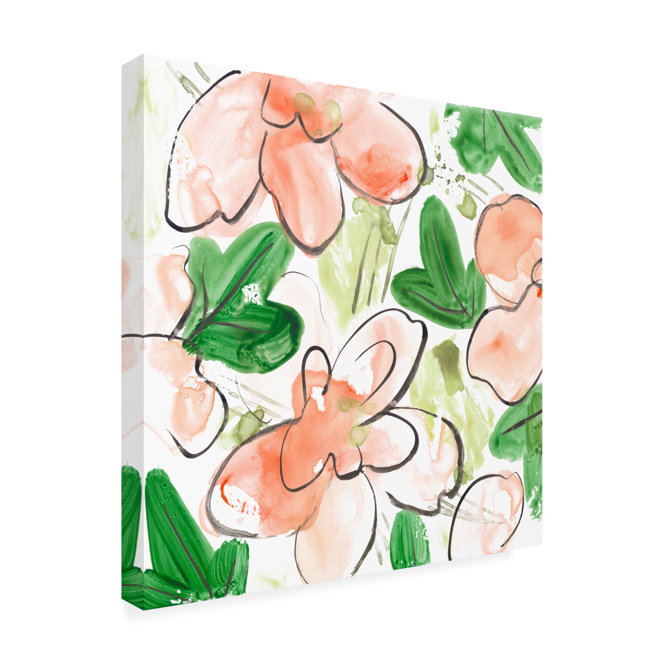 Canvas Wall Art - Melissa Wang 'Peachy Flora IV' Wall Art for Living Room, Bedroom, or Office Décor by Trademark Fine Art - 24 x 24 Inches