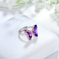 thumbnail image 4 of Purple Butterfly Ring Amethyst February Birthstone Rings Adjustable Crystal Jewelry 925 Sterling Silver Women Birthday Mother's Day Gifts, 4 of 7