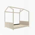 thumbnail image 5 of ARCTICSCORPION Full Contemporary Velvet Pinewood Platform Bed, Beige, 5 of 7