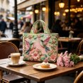 thumbnail image 3 of Hummingbird Tote Bag with Floral Pattern, Embroidered Style Polyester Shoulder Handbag, Lightweight Shopping and Commuter Purse for Women, 3 of 6