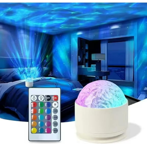 Aurora Light Projector,2-in-1 Northern Lights & Ocean Wave Projector with 16 Colors,USB Rechargeable Night Light,Remote Control for Bedroom Decor,Christmas Gift,Kids Room,and Home Ambiance Lighting