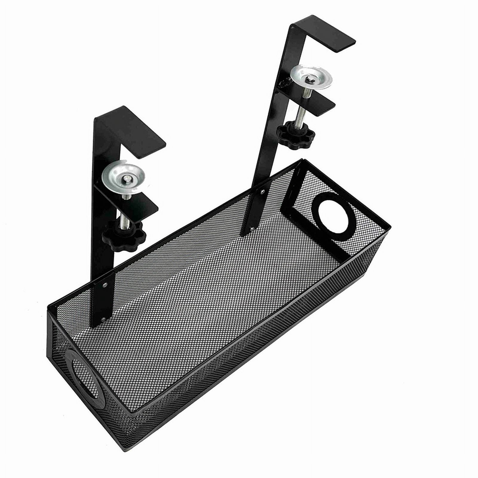 2X Under Desk Cable Management Box Tray Under Desk Wire Management Box Clamp Under Table Cord Management Organizer