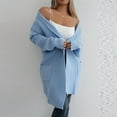 thumbnail image 4 of Fgnfyis Cardigan Long Décontracté Polyvalent Automne et Hiver pour Femmes, Bleu TG, 4 of 8