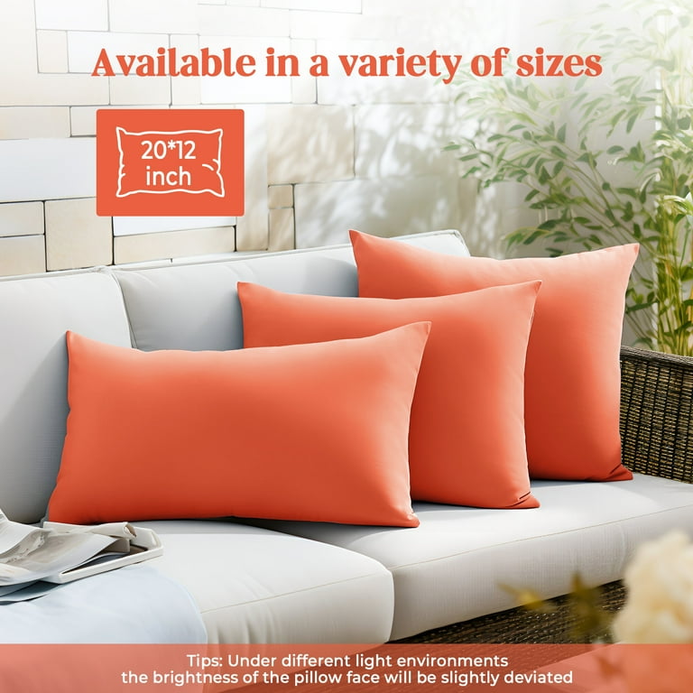 Set of 2 - Throw Pillows Square Light Orange Solid In/Outdoor - 20 Set of 2 - Throw Pillows Square Light Orange Solid In/Outdoor - 20