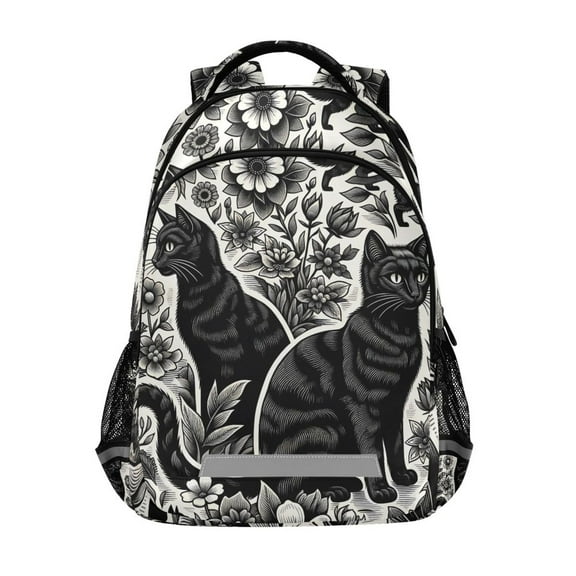 ALAZA Cats on Flowers Backpack Elementary School Bag Bookbag Travel Rucksack