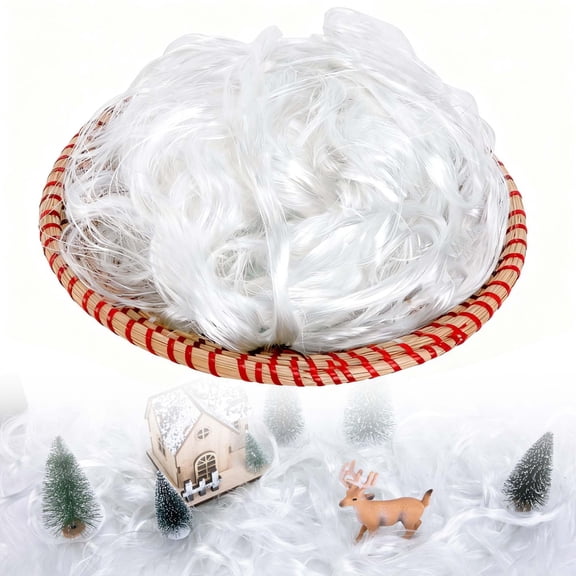 EBaokuup 7 oz/200g Angel Hair Christmas Decoration, White Spun Glass for Winter Village and Holiday Decor