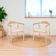 thumbnail image 4 of Ilios Innova | Conjunto de 2 Sillas Nórdico de Comedor con Reposabrazos, Asiento Beige Acolchado PU y Estructura de Madera Natural, Diseño Moderno y Minimalista, 4 of 9