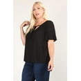 thumbnail image 4 of Plus Size Solid Top With A Necktie, Pleated Detail, And Flutter Sleeves 3XL, 4 of 6