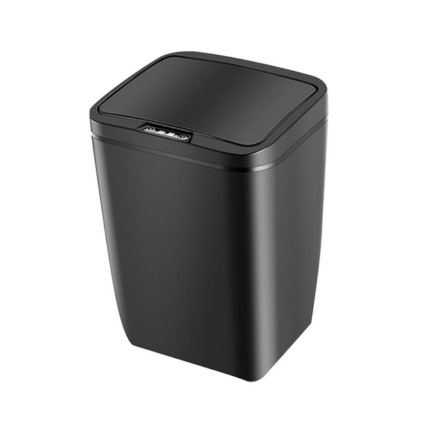 Botes de basura para baño con tapa, ahorradores de espacio, impermeables, inteligentes, de inducción. Negro