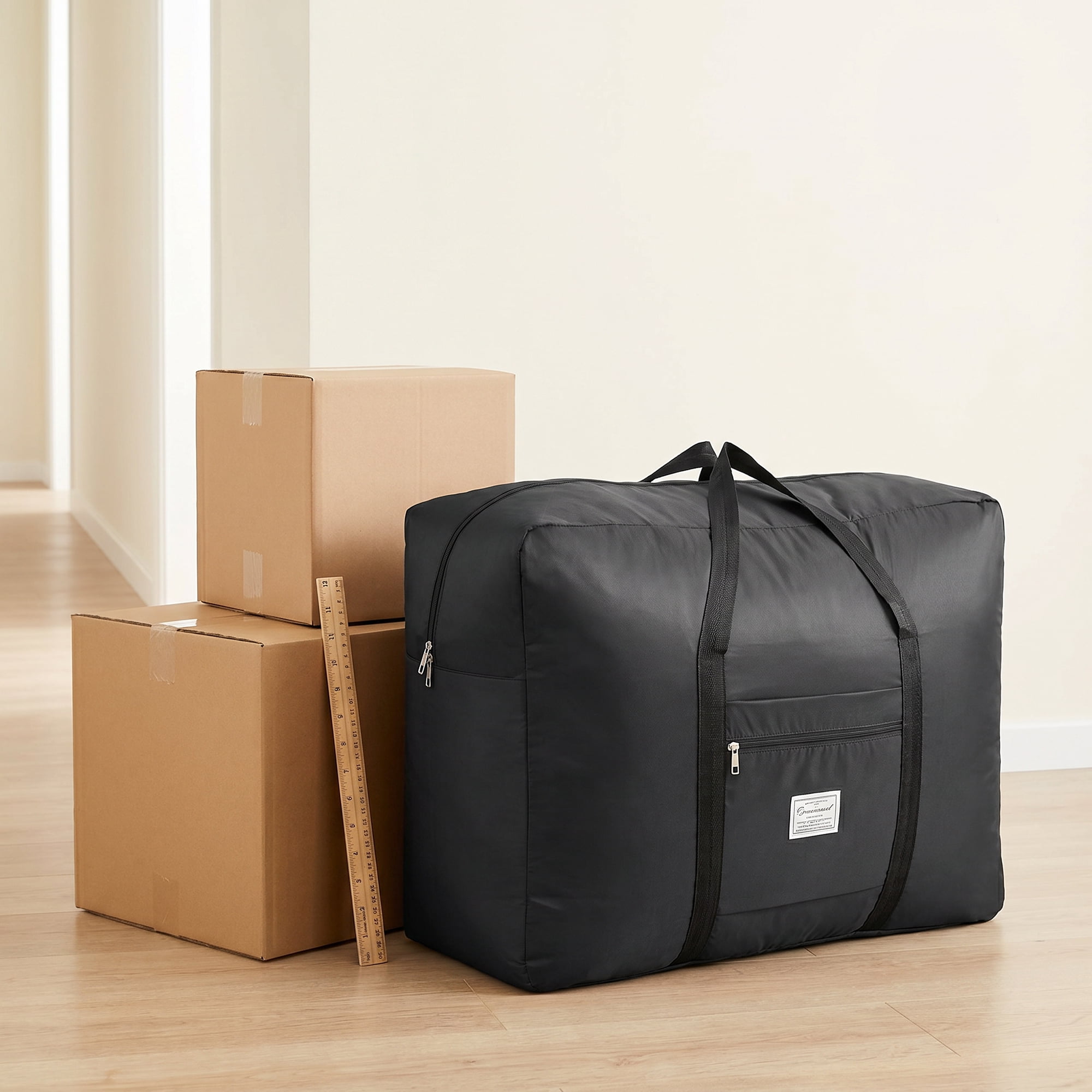 Unique Bargains Durable Strap Zipper Oversized Carry Storage Bag Black 26.8"x21.7"x11.0"