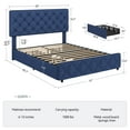 thumbnail image 3 of TROPOW Queen Bed Frame,with 4 Storage Drawers and Adjustable Headboard, Linen Upholstered Platform Bed Frame, Diamond Stitched Button Tufted, No Box Spring Needed,Blue, 3 of 10