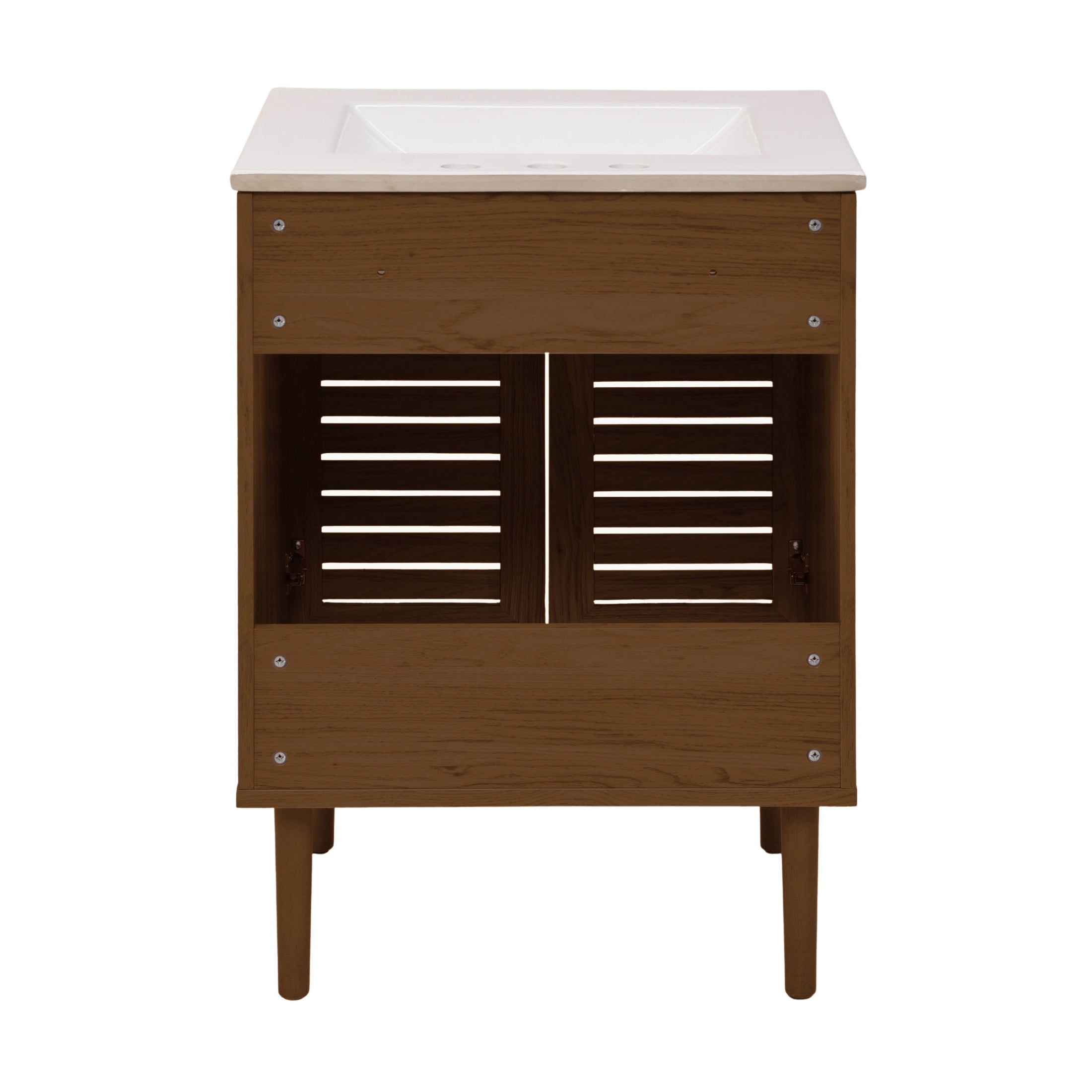 Bron 24" Freestanding Bathroom Vanity in Brown Oak with 3-Hole Widespread Sink Top