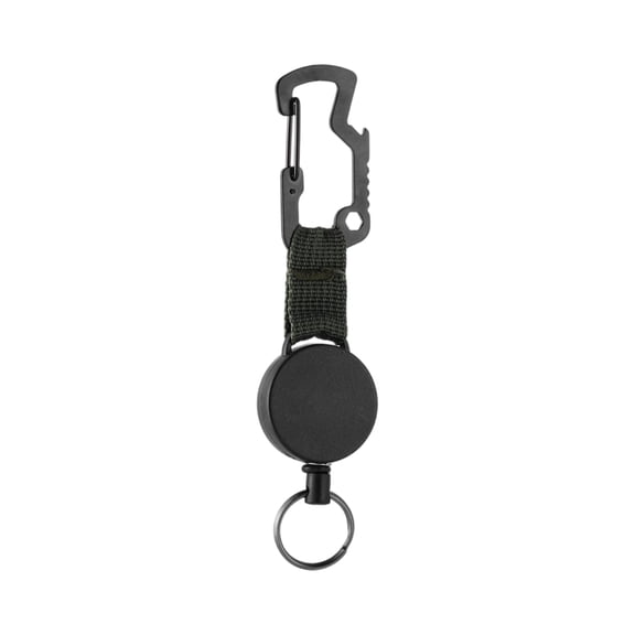 Retractable Webbing Keychain Carabiner Model B - Retracting Mechanism, Durable Webbed Strap, Secure Metal Clip, Quick Release, Easy Key Attachment - For Hiking, Camping, Outdoor