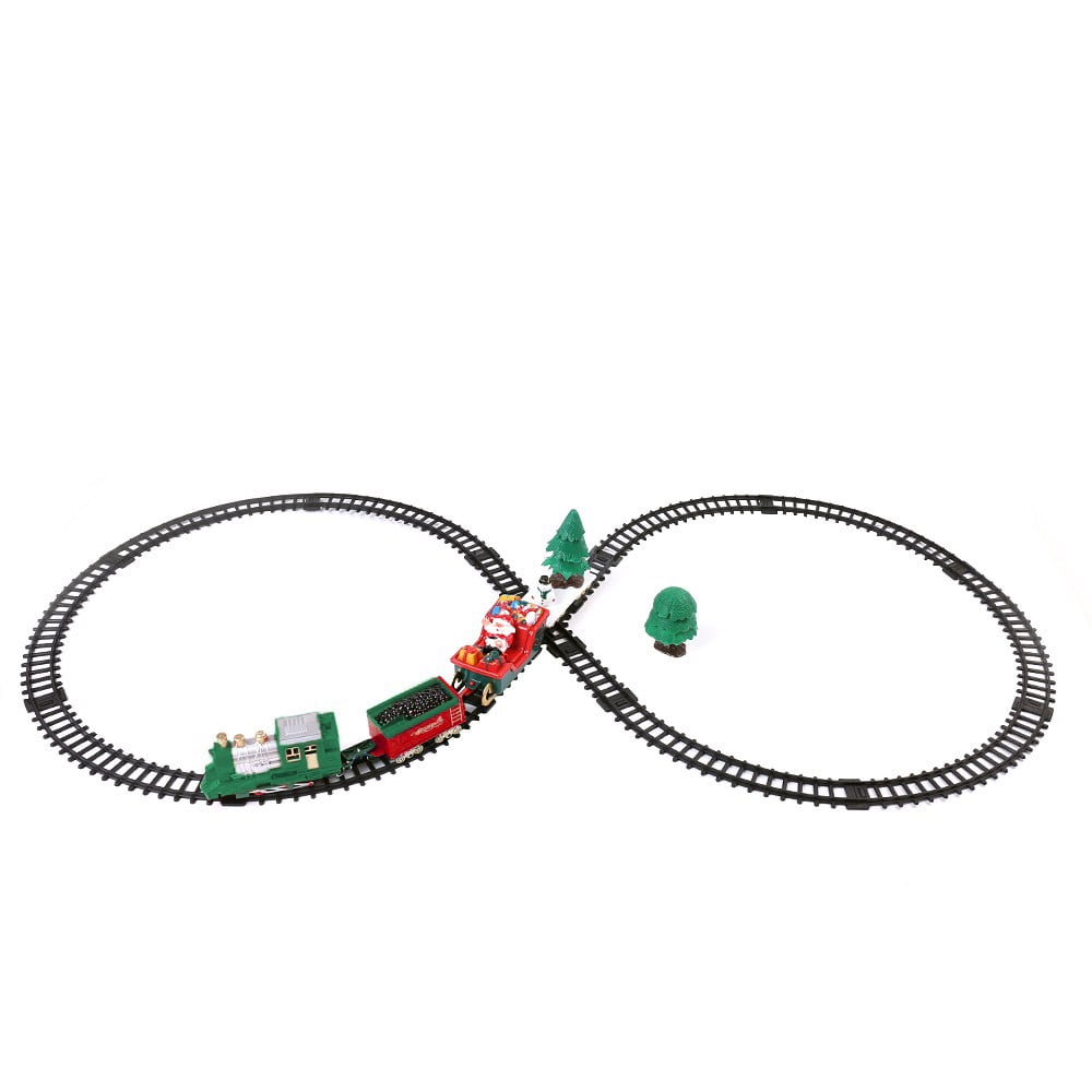 Blue Block Factory Deluxe Chrismtas Train Set Battery Powered Railway Building Play Set with Santa Clause and Snowman