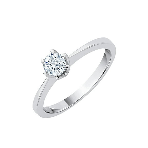 Diamond Solitaire Promise Ring in Sterling Silver (1/2 cttw) (I-Color, SI3-I1-Clarity) (Size-7.5)