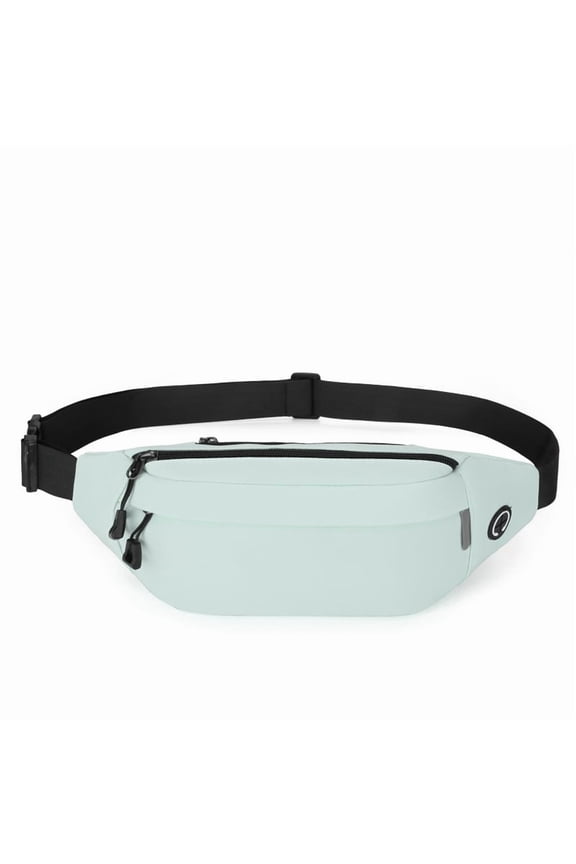 Large Crossbody Fanny Pack - 2-Zipper Pocket Waist Bag with Reflective Strip & Key Hook, Adjustable 20"-50" Belt for Running, Travel, Festival (Fits Phones/Passport/Water Bottle)