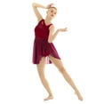 thumbnail image 2 of ZDHoor Womens Lyrical Dance Dress Contemporary Chiffon Ballet Leotard High Low Skirted Dancewear Wine Red Small, 2 of 7