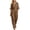Brown, variant on MLCDZ Women's Summer V Neck Half Sleeve Lightweight Breathable Rompers Tighten The Waist Wide Leg Loose Vacation Long Jumpsuit With Pockets