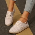 thumbnail image 6 of Tao Tao Women's Casual Breathable Hollow Knitted Solid Color Round Toe Flying Woven Flat Sole Shoes Beige 43, 6 of 8
