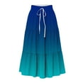 thumbnail image 2 of QNANSPI Women's Flared Skirts, Long Flowy Skirts for Ladies, Women's Gradient Printed Elastic Waist Drawstring Flared Long Skirt with Pocket for Daily Outing, 2 of 6