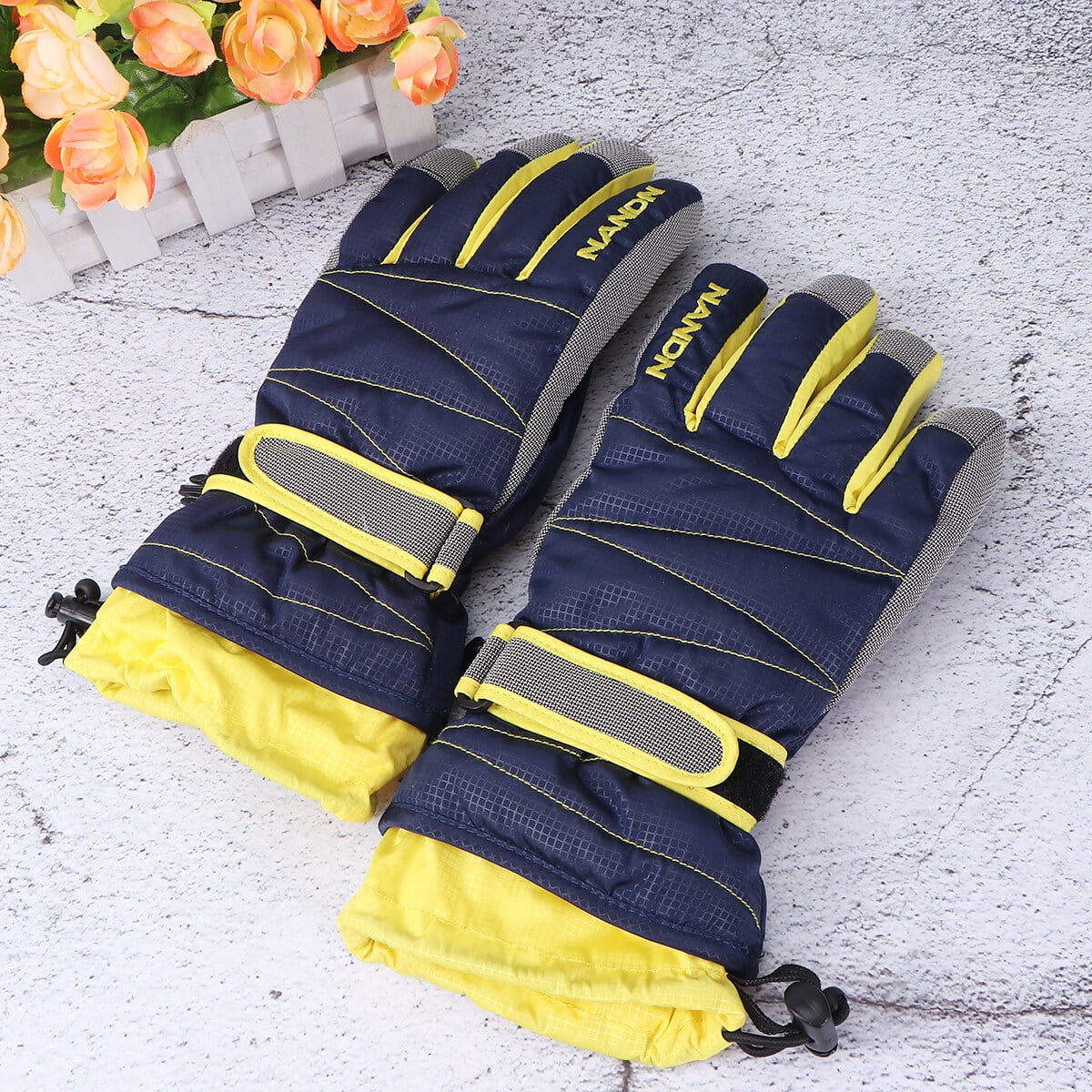Jiyike 3pcs Cold Weather Gloves Super Warm Winter Snow Skiing Gloves Windproof Waterproof Gloves with Long Cuff for Snowboarding Riding (Blue, )