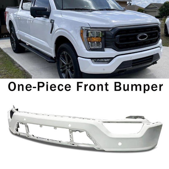 For 2021-2023 Ford F-150 Oxford White Front Bumper Face Bar w/ 4 Sensor Holes