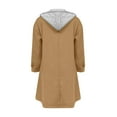 thumbnail image 4 of SwiftWear Women's Long Hooded Coat Single-Breasted Button Front Jacket with Pockets, Casual Outerwear for Fall and Winter Seasons, 4 of 9