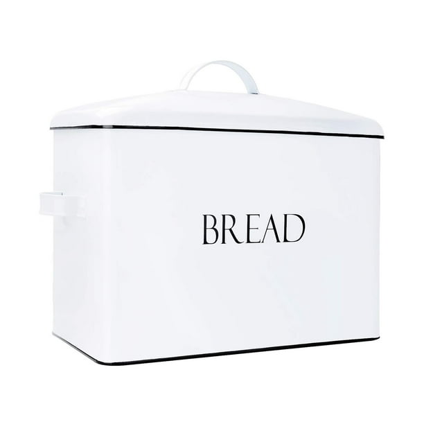Outshine Extra Large Box White Countertop Space Saving Vintage Metal Bread Bin High Capacity Bread Storage Holds 2+ Loaves, Farmhouse Bread Box for Kitchen Countertop, Housewarming Gift - Walmart.com