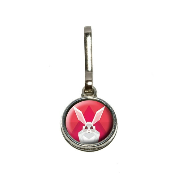 Geometric Rabbit Pink Charm Zipper Pull