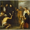 thumbnail image 2 of Bartolomé Estebán Murillo 12x12 Black Ornate Wood Framed Double Matted Museum Art Print Titled: The Charity of Saint Thomas of Villanueva (C. 1665-1670), 2 of 5