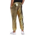 thumbnail image 3 of INSPIRE CHIC Metallic Pants for Men's Drawstring Waist Shiny Sequin Joggers Golden 30, 3 of 5