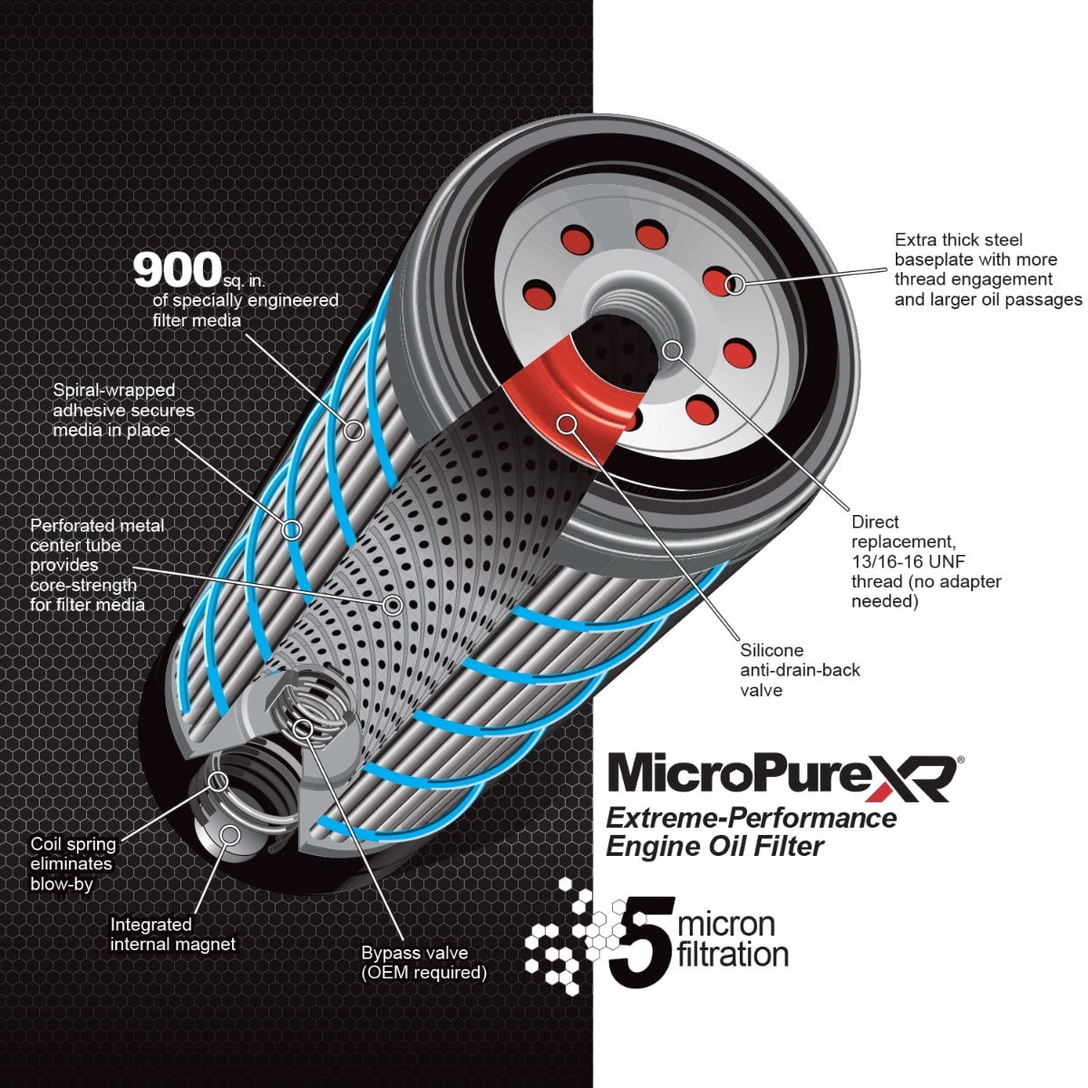 PPE Diesel 114000555 01-19 GM 6.6L Duramax Engine Oil Filter - MicroPure Extreme