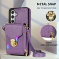 thumbnail image 4 of Decase For Samsung Galaxy A14 5G 6.6 inch Zipper Wallet Case,Shockproof Credit Card Holder PU Leather Kickstand Case Cover with Removable Shoulder Strap,Purple, 4 of 8
