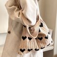 thumbnail image 4 of Bolso de playa, bolso de compras de punto, bolso de verano, bolso de hombro de punto con forma de corazón, 4 of 6