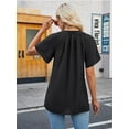 thumbnail image 5 of Fancyglim Women Henley V Neck Tops Plain Blouse Summer Tshirts Black M, 5 of 7