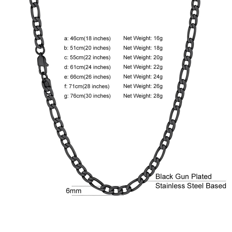 Suplight Figaro Chain Necklace, Black Stainless Steel photo 8