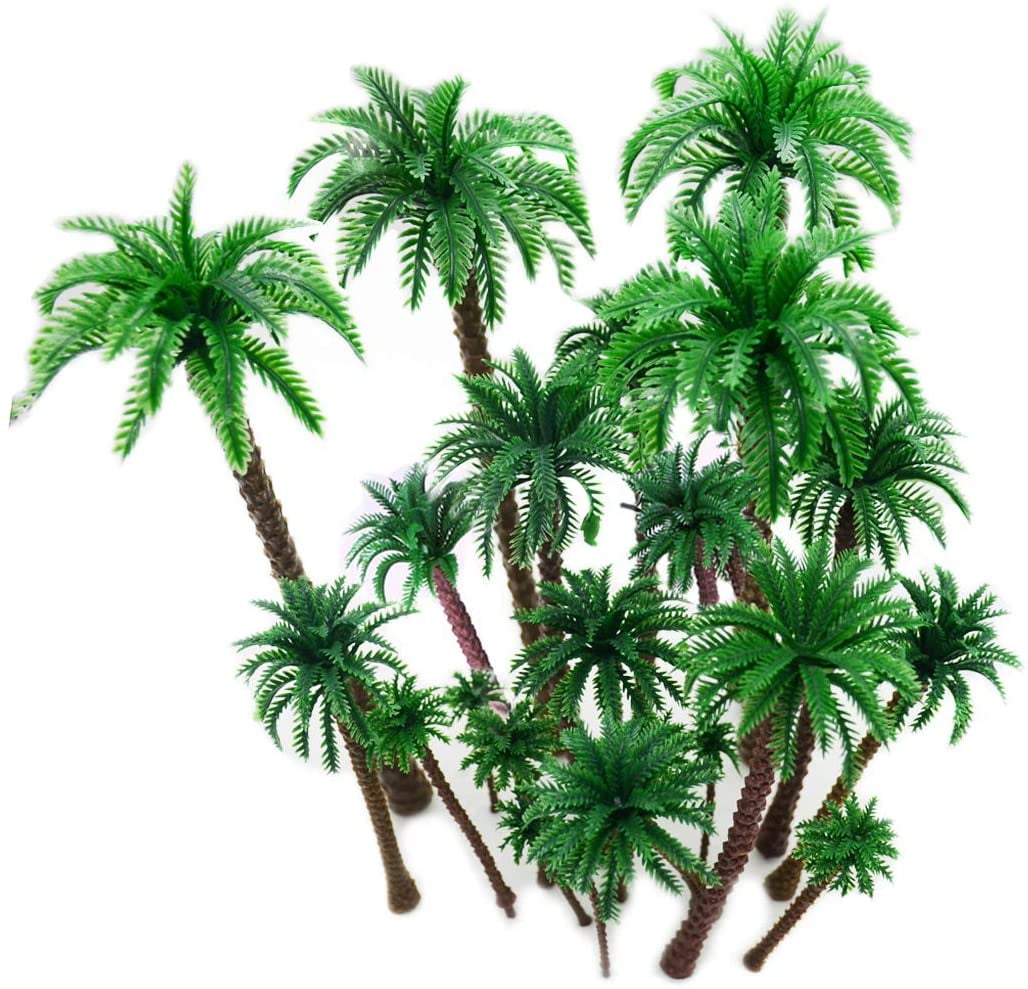 60Pcs Model Ground Cover Grass and Bottle Palm Trees Train Layout Scenery 