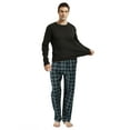 thumbnail image 2 of GLOBAL Men 100% Cotton Pajama Set For Men Lightweight Soft Nightwear Long Sleeves PJS With Pockets, 2 of 4